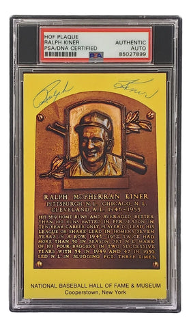 Ralph Kiner Signed 4x6 Pittsburgh Pirates HOF Plaque Card PSA/DNA 85027899