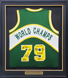 1978-79 NBA CHAMP SUPERSONICS AUTOGRAPHED FRAMED JERSEY 9 SIGS MCS 233872