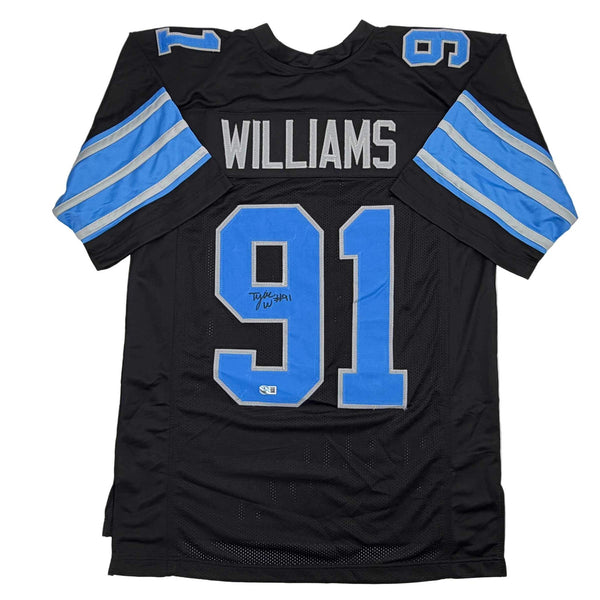 Autographed/Signed Tyleik Williams Detroit Black Football Jersey Beckett BAS COA