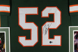 Ray Lewis Autographed College Style Green XL Framed Jersey 35x43 Beckett 51227
