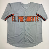 Autographed/Signed Dennis Martinez Baltimore Grey Baseball Jersey JSA COA