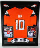 Bo Nix Autographed Denver Broncos Nike Orange Jersey Deluxe Framed Beckett COA