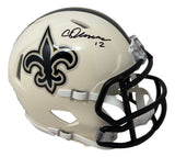 Chris Olave Signed New Orleans Saints RETRO Mini Speed Helmet BAS