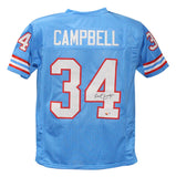 Earl Campbell Autographed/Signed Pro Style Blue Jersey XL Beckett Witness 40094