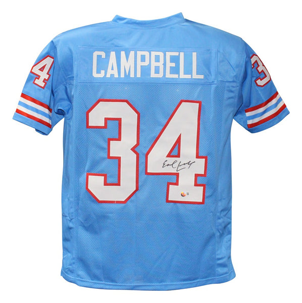 Earl Campbell Autographed/Signed Pro Style Blue Jersey XL Beckett Witness 40094