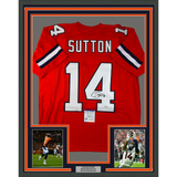 Framed Autographed/Signed Courtland Sutton 33x42 Retro Orange Jersey PSA COA