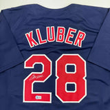 Autographed/Signed Corey Kluber Cleveland Blue Jersey Beckett BAS COA