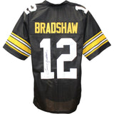 Terry Bradshaw Autographed/Signed Pro Style Black size XL Jersey JSA 50296