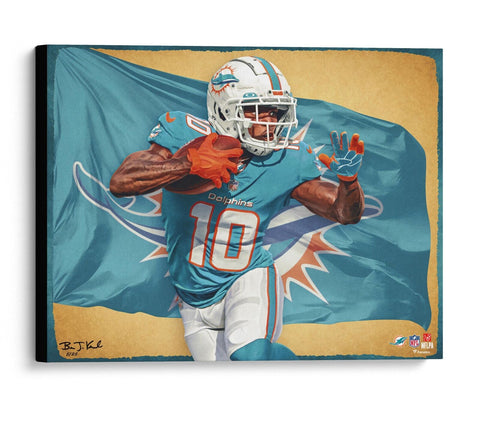 Autographed Tyreek Hill Dolphins 20x24 Art