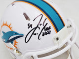 Zach Thomas Signed Miami Dolphins White Speed Mini Helmet "HOF 2023" Beckett Wit