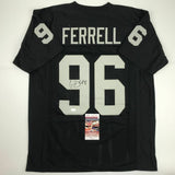 Autographed/Signed CLELIN FERRELL Oakland Black Football Jersey JSA COA Auto