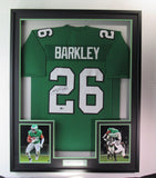 Saquon Barkley Signed/Auto Eagles Green Football Jersey Framed Beckett 193225