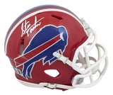 Bills Steve Tasker Signed 1987-01 TB Speed Mini Helmet W/ Case BAS Witnessed
