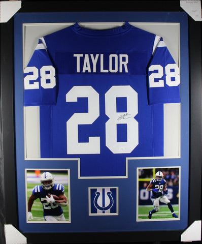 JONATHAN TAYLOR (Colts blue TOWER) Signed Autographed Framed Jersey JSA