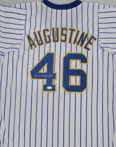 Brewers 82 AL Champ JERRY AUGUSTINE Signed Custom Replica RETRO Jersey AUTO JSA