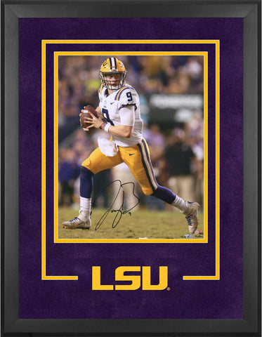 Joe Burrow LSU Tigers Deluxe Framed Signed 16" x 20" Passing Photo