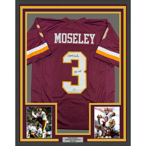 Framed Autographed/Signed Mark Moseley 35x39 82 MVP Washington Jersey BAS COA