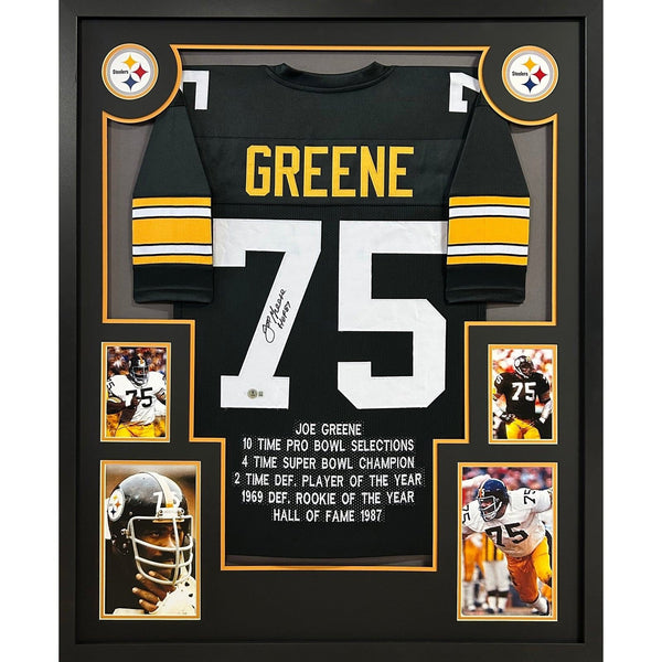 Joe Greene Autographed Signed Framed Stat Pittsburgh Steelers Jersey BECKETT