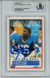 Lawrence Taylor Autographed 1983 Topps #133 Trading Card Slab Beckett 57111