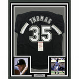 FRAMED Autographed/Signed FRANK THOMAS 33x42 Chicago Black Jersey JSA COA Auto