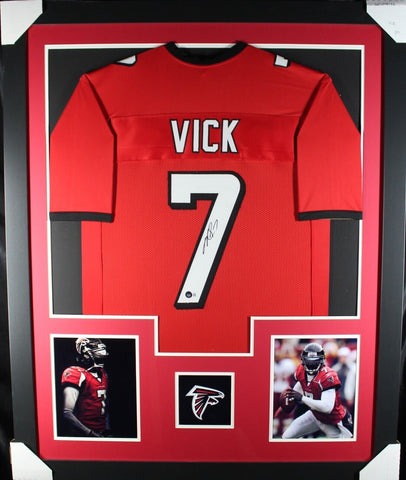 MICHAEL VICK (Falcons red TOWER) Signed Autographed Framed Jersey Beckett