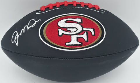 Joe Montana Autographed 49ers Black Logo Football Beckett Witness #WA82195