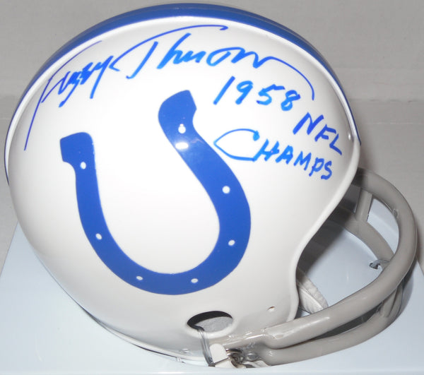 Baltimore Colts FUZZY THURSTON Signed 2-Bar Mini Helmet AUTO w/ 1958 NFL Champs