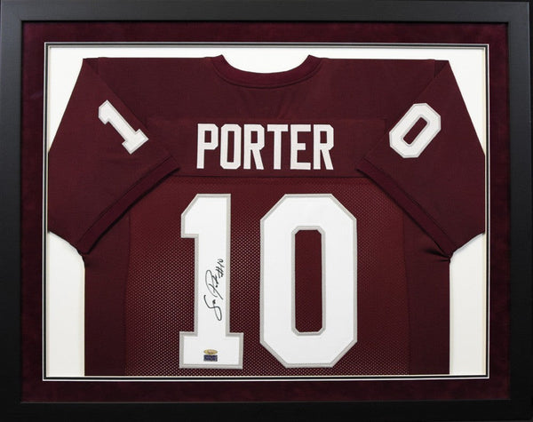 SEAN PORTER SIGNED TEXAS A&M AGGIES #10 MAROON FRAMED JERSEY TRISTAR
