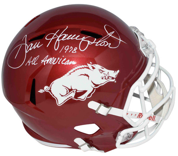 DAN HAMPTON SIGNED ARKANSAS RAZORBACKS FULL SIZE SPEED HELMET BECKETT