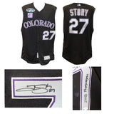 Trevor Story Signed '18 Postseason Game Issued Rockies Jersey 46 Beckett 57816