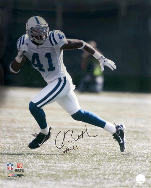 Antoine Bethea Signed Colts White Jersey Action 16x20 Photo - (SCHWARTZ COA)