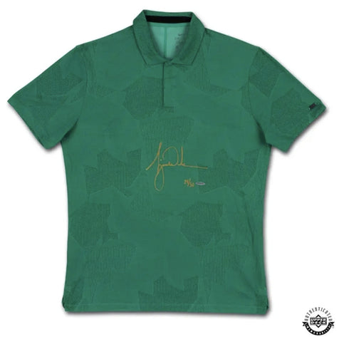 Nike GolfTiger Woods Autographed 2020 TW Dri-Fit Green Camo Polo Shirt UDA LE 50