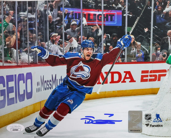 Devon Toews Autographed 8X10 Photo Celebration - With JSA