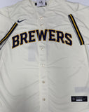 JACKSON CHOURIO Brewers Signed Authentic Nike Cream Jersey AUTO - Fanatics