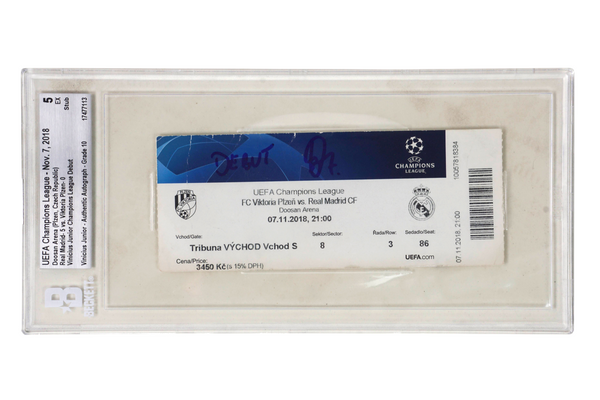 Vinicius Jr Signed 2018 Champions League Debut Match Ticket Inscribed - BGS 5