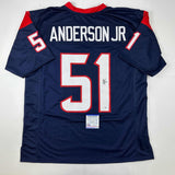 Autographed/Signed Will Anderson Jr. Houston Blue Football Jersey PSA/DNA COA