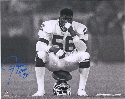 Lawrence Taylor Giants Signed 16x20 Helmet Sit Photo with "HOF 99" Insc-Blue Ink