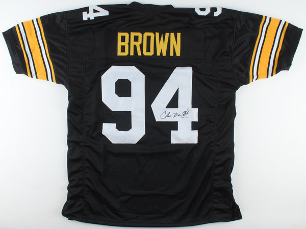 Chad Brown Signed Pittsburgh Steelers Jersey (TSE Hologram) 3xPro Bowl Linebackr