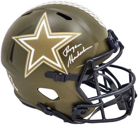 ROGER STAUBACH SIGNED COWBOYS SALUTE TO SERVICE FULL SIZE HELMET BECKETT 212596