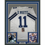FRAMED Autographed/Signed DANNY WHITE 33x42 Dallas White Jersey JSA COA Auto