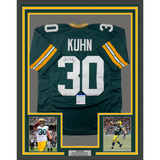 Framed Autographed/Signed John Kuhn 33x42 Green Bay Green Jersey PSA/DNA COA
