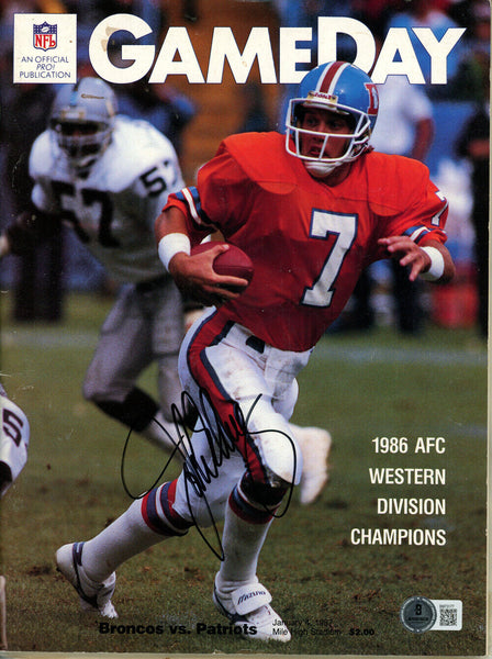 John Elway Signed Denver Broncos 1/4/87 Gameday Magazine Beckett 45464