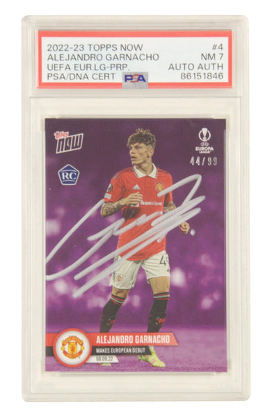 Alejandro Garnacho Signed 2022-23 Topps Now Pro Debut /99 Rookie Card - PSA 7