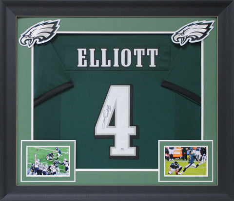 Jake Elliott Authentic Signed Green Pro Style Framed Jersey Autographed PSA Itp