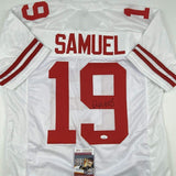 Autographed/Signed DEEBO SAMUEL San Francisco White Football Jersey JSA COA Auto