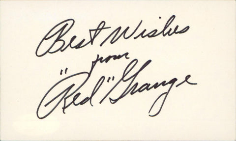 Bears Red Grange "Best Wishes" Authentic Signed 3x5 Index Card JSA #S16595
