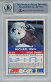 Michael Irvin Autographed 1989 Score #18 Rookie Card HOF Beckett 10 Slab 39287