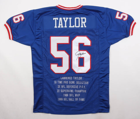 Lawrence Taylor Signed New York Giants Career Highlight Stat Jersey (JSA COA)