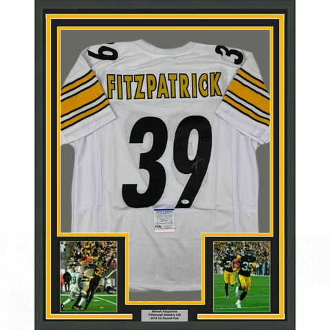FRAMED Autographed/Signed MINKAH FITZPATRICK 33x42 Pitt White Jersey PSA COA