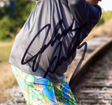 John Daly Signed In Dark Blue Framed 8x10 PGA Golf Railroad Tee Shot Photo JSA